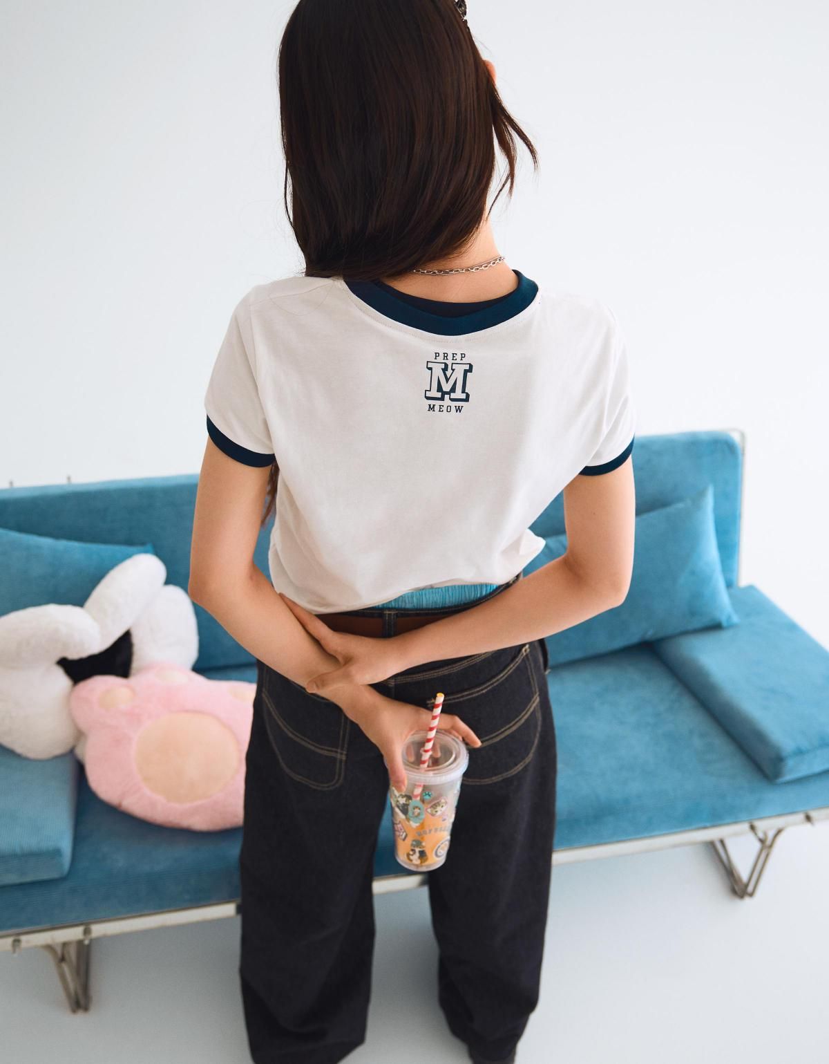 버쉬카 모푸샌드 프린트 반팔 크롭 티셔츠 7821/167 OFF WHITE - 상세 이미지 3