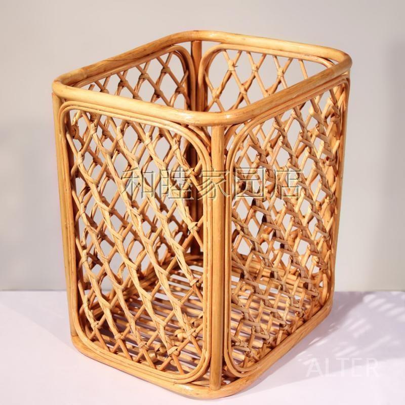 라탄 빨래바구니 사각 햄퍼 오픈형 우드 대용량 소형 바구니 36x30x40CM - 상세 이미지 5