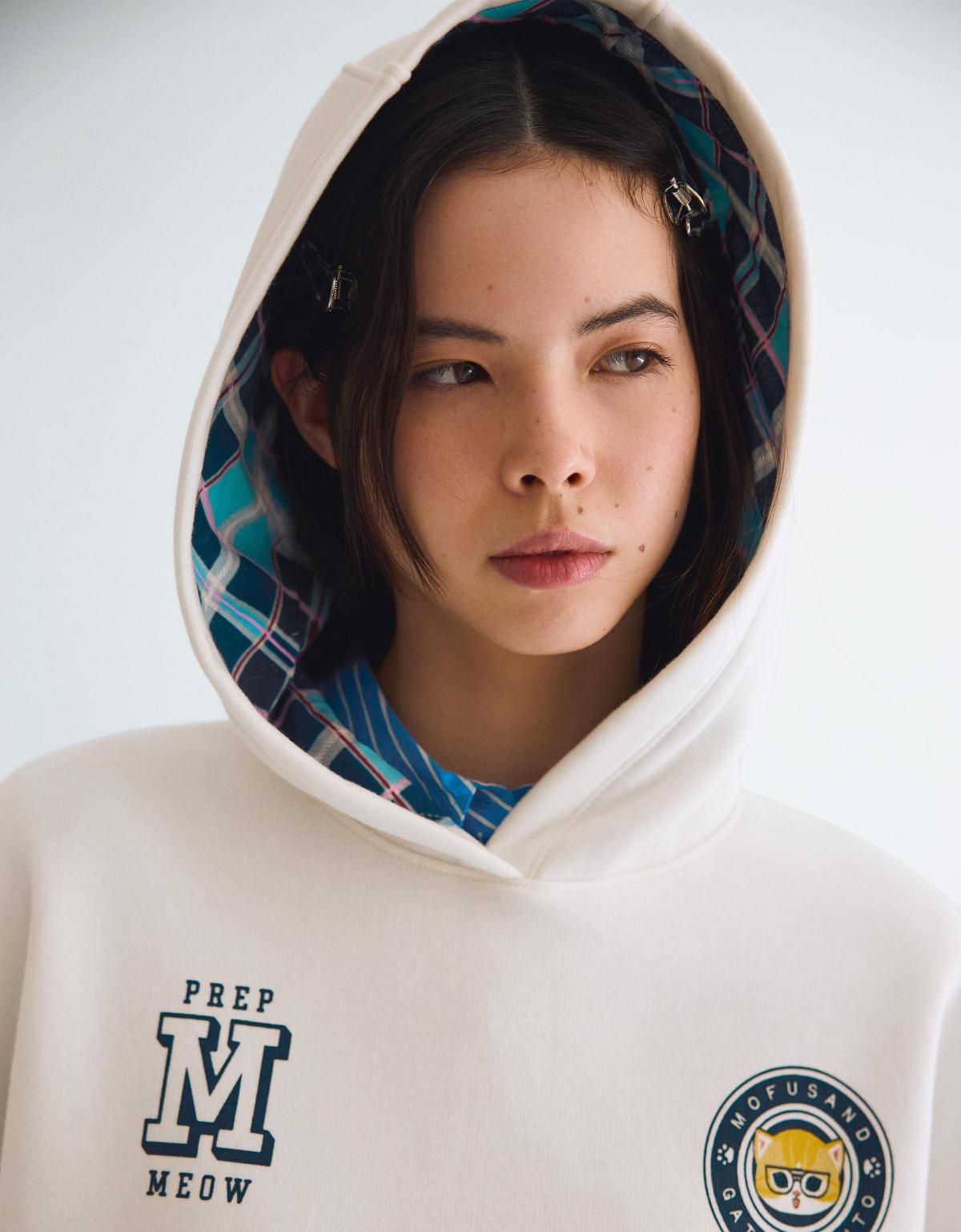 버쉬카 캐주얼 프린트 후드 스웨트셔츠 7227/187 OFF WHITE - 상세 이미지 4
