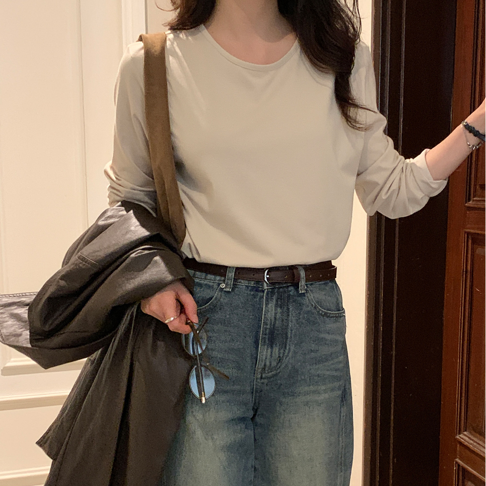 [자체제작] 세탁건조OK 시그니처 실켓 긴팔 티셔츠 TS074 제품 이미지