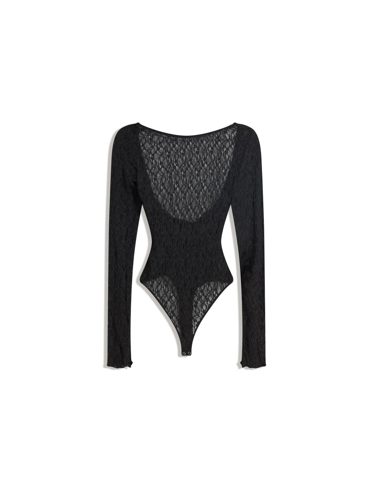 버쉬카 시스루 레이스 슬림핏 롱슬리브 바디수트 8905/714 BLACK - 메인 이미지