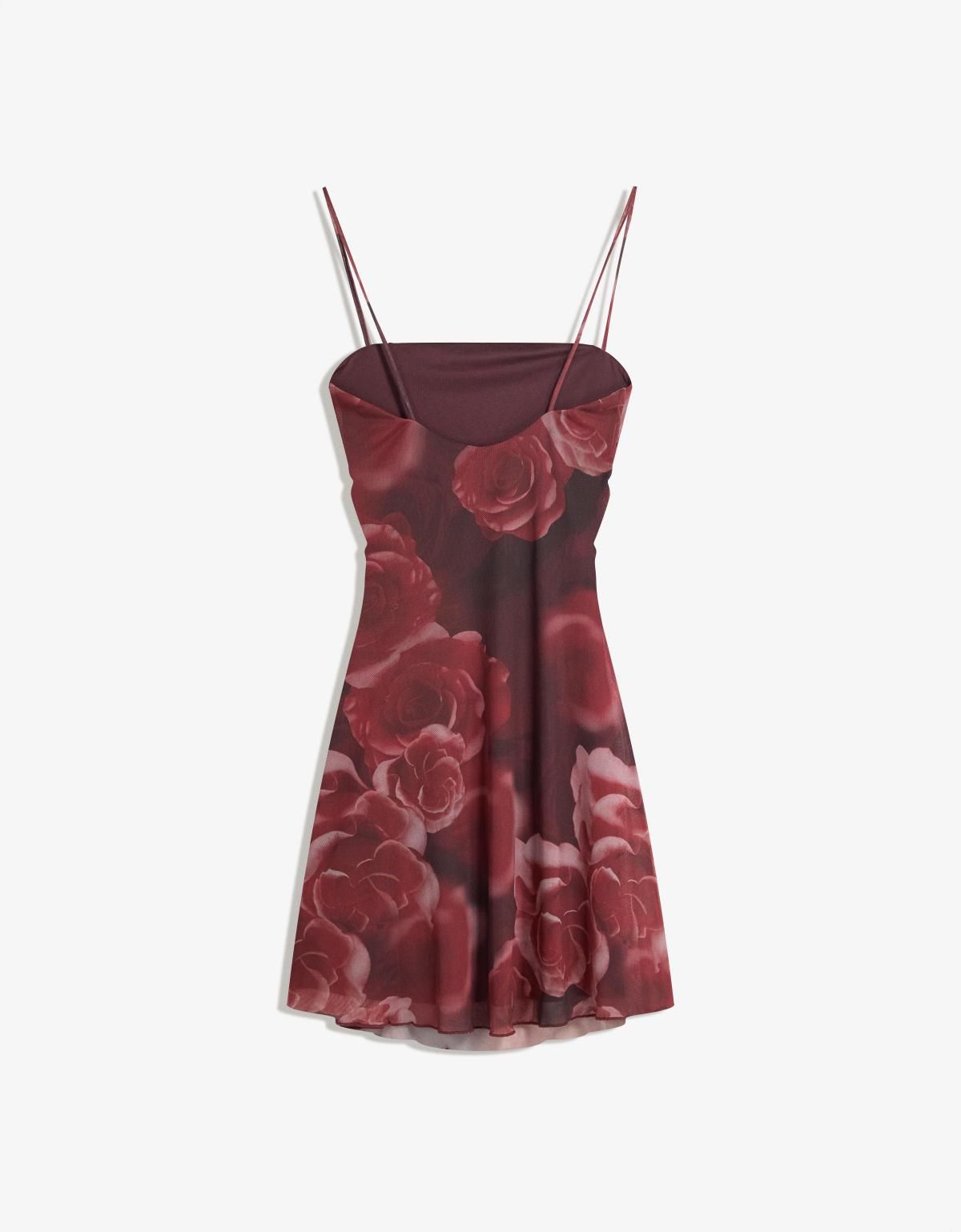 버쉬카 로맨틱 플라워 프린트 미니 원피스 5609/777 BURGUNDY - 상세 이미지 2