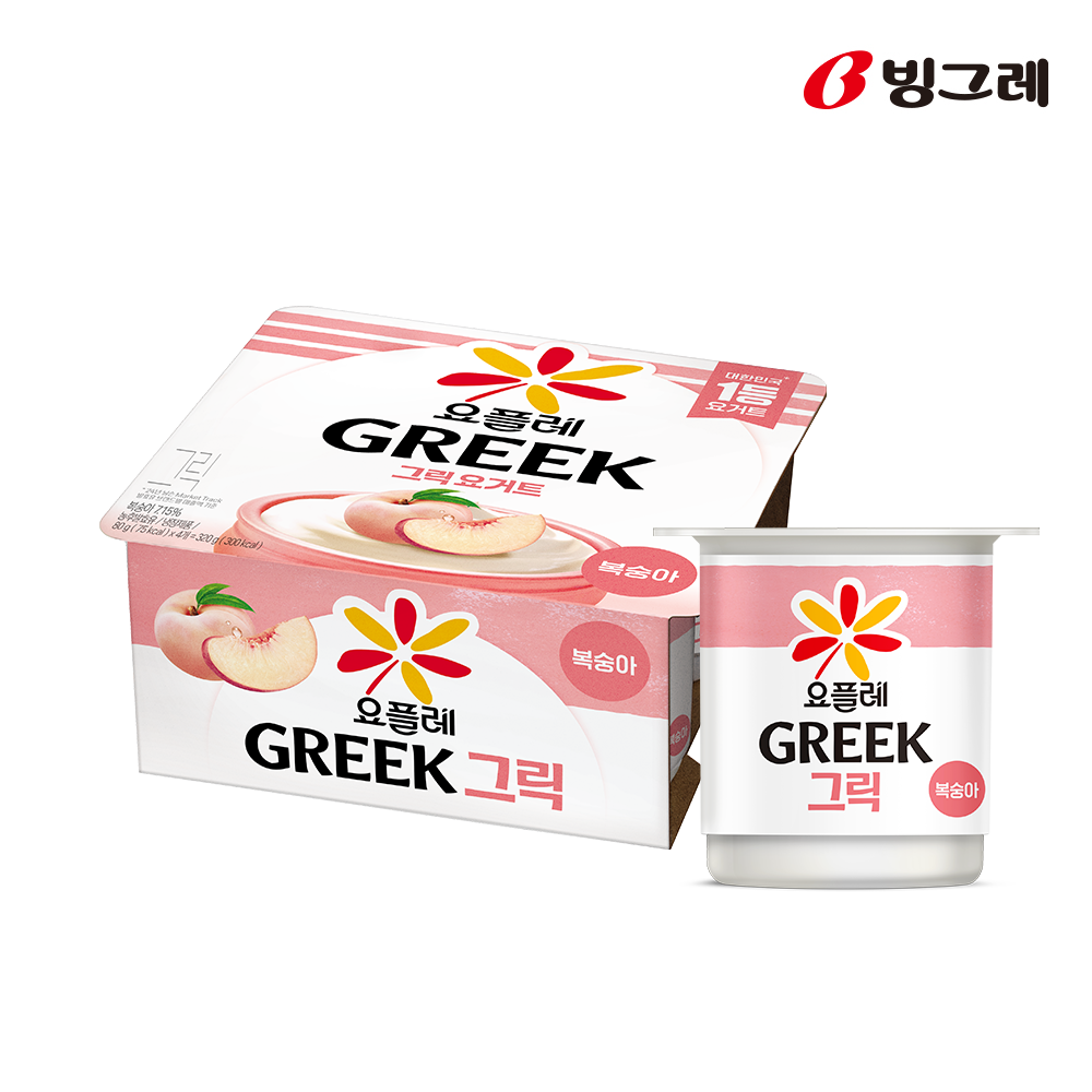 빙그레 요플레 그릭 복숭아 80g X 4개 그릭요거트