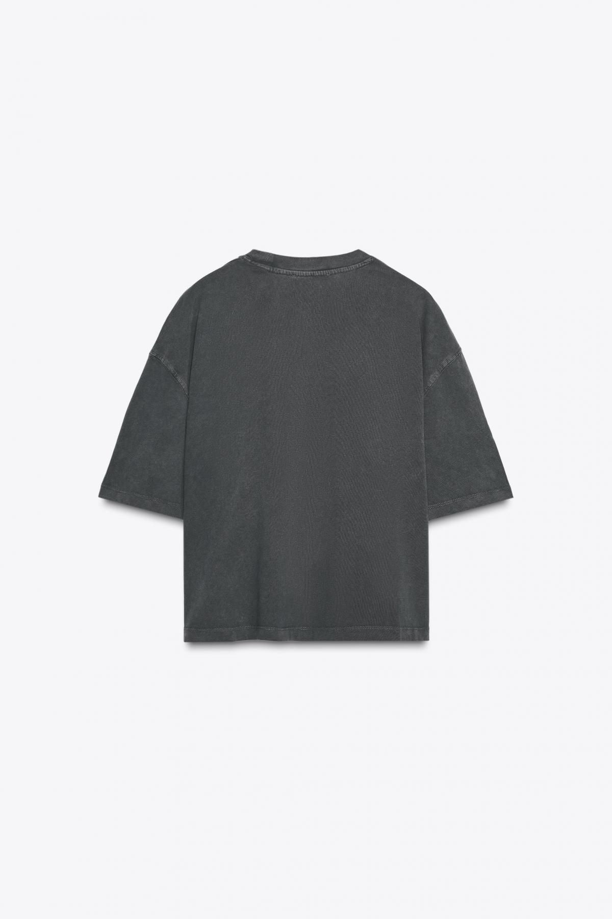 자라 빈티지 타이타닉 프린트 워시드 반팔 티셔츠 1165/841 ANTHRACITE GREY - 상세 이미지 5