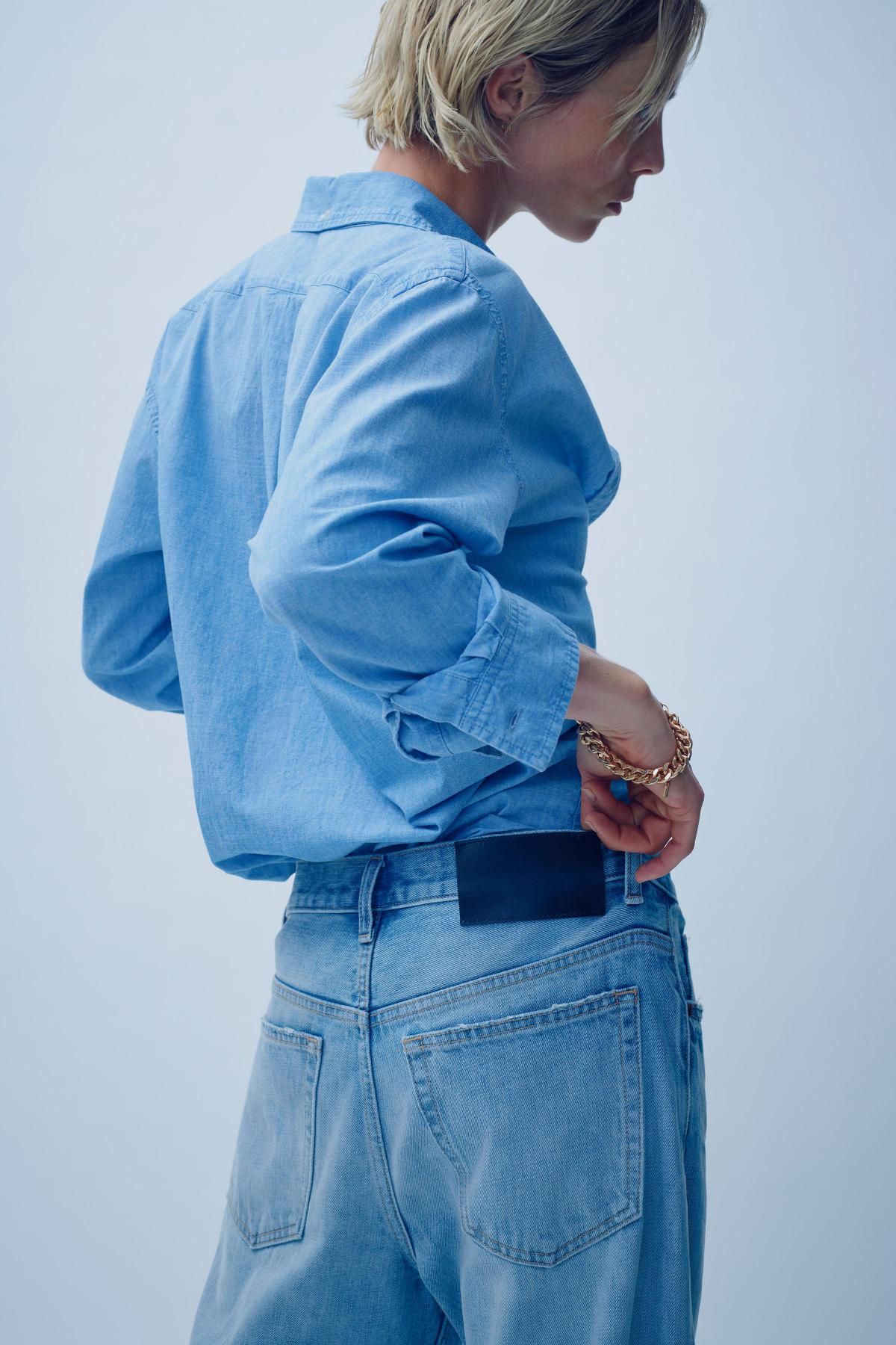 자라 데님 레귤러핏 긴팔 셔츠 6929/907 LIGHT BLUE - 상세 이미지 3