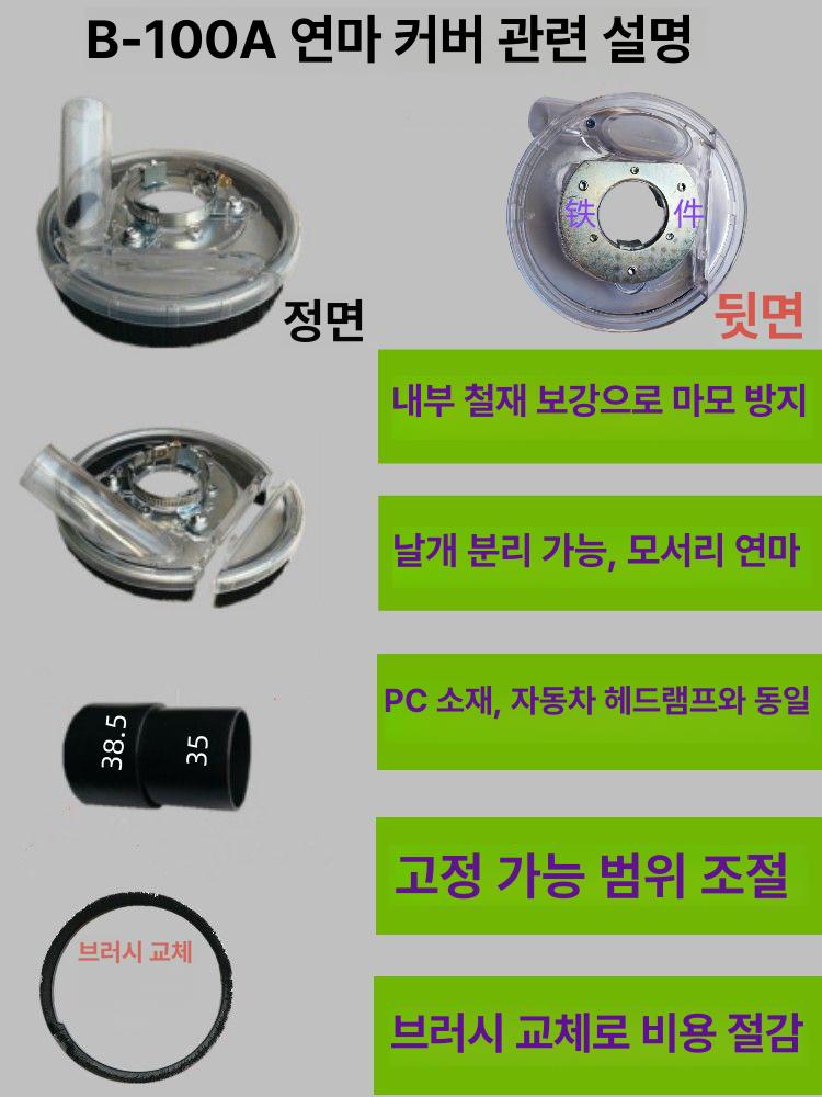 핸드 그라인더 먼지 연삭기 보호장치 슬로팅 커버 JX-100A 덮개+진공청소기 패키지 - 상세 이미지 2