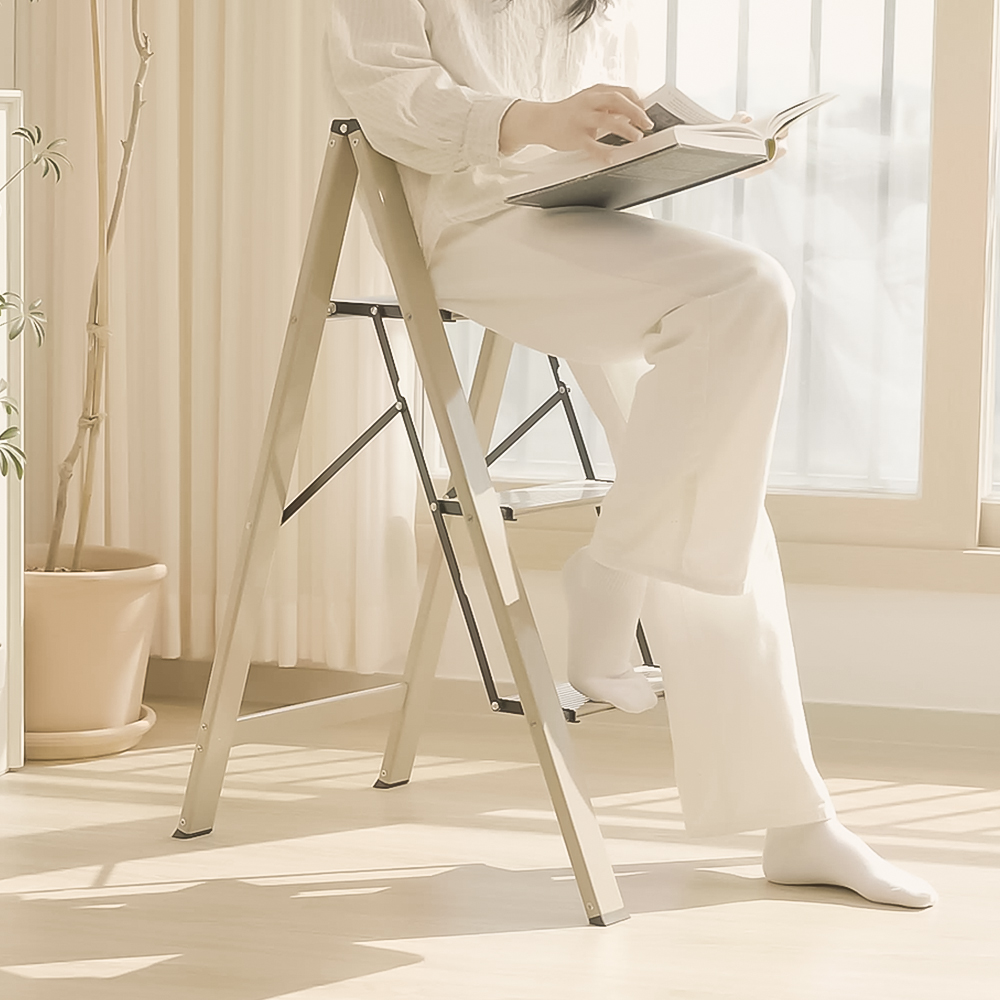 로티홈시스 가정용 사다리 접이식 A형 알루미늄 3단 이동식 작업 발판 계단 광폭 DL3