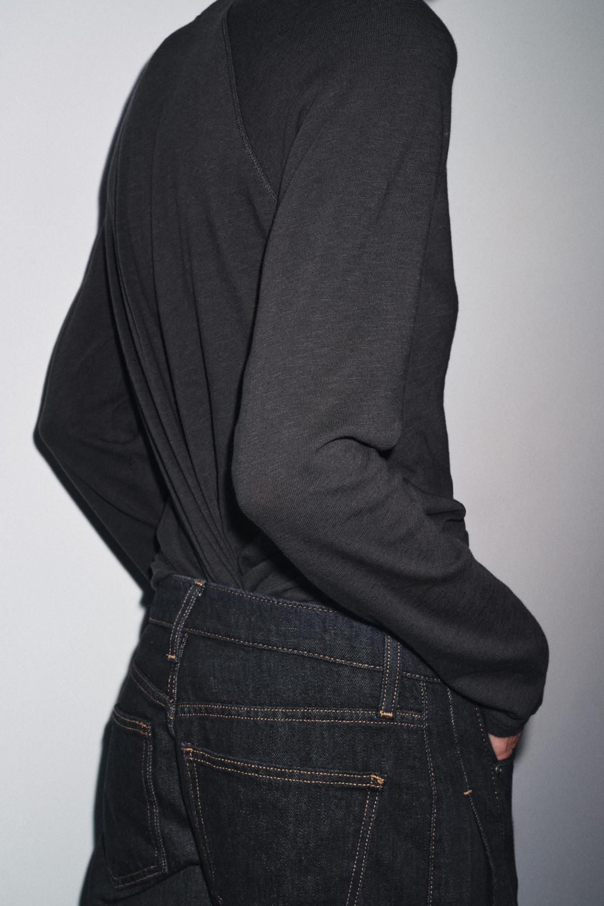 자라 베이직 코튼 래글런 긴팔 티셔츠 0858/456 ANTHRACITE GREY - 상세 이미지 4