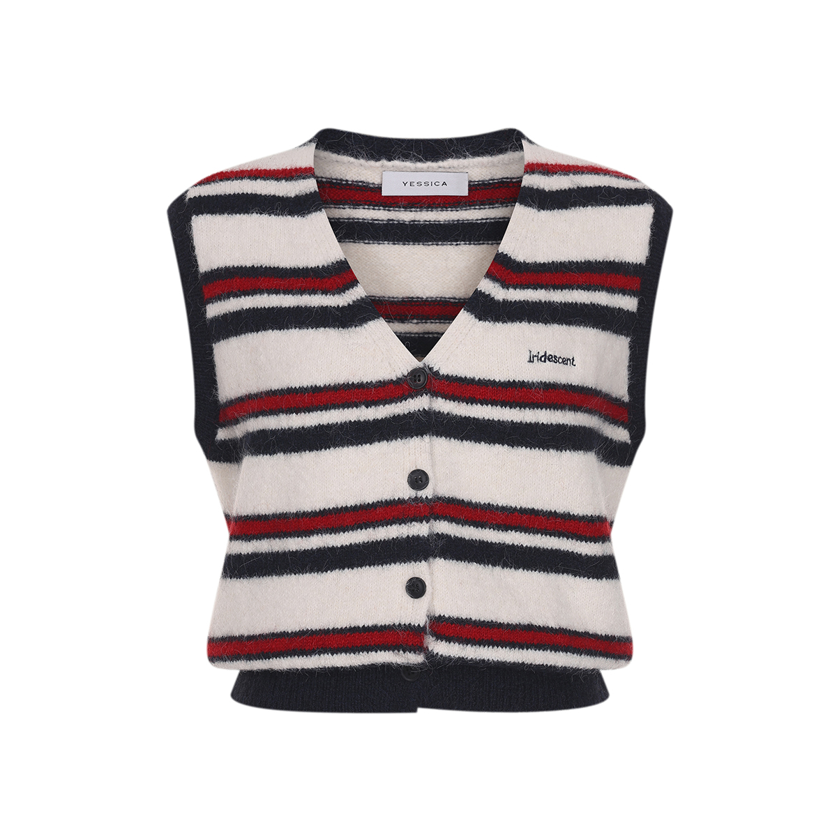 예시카 울 블렌드 멀티 스트라이프 니트 베스트 YJ8KV116
