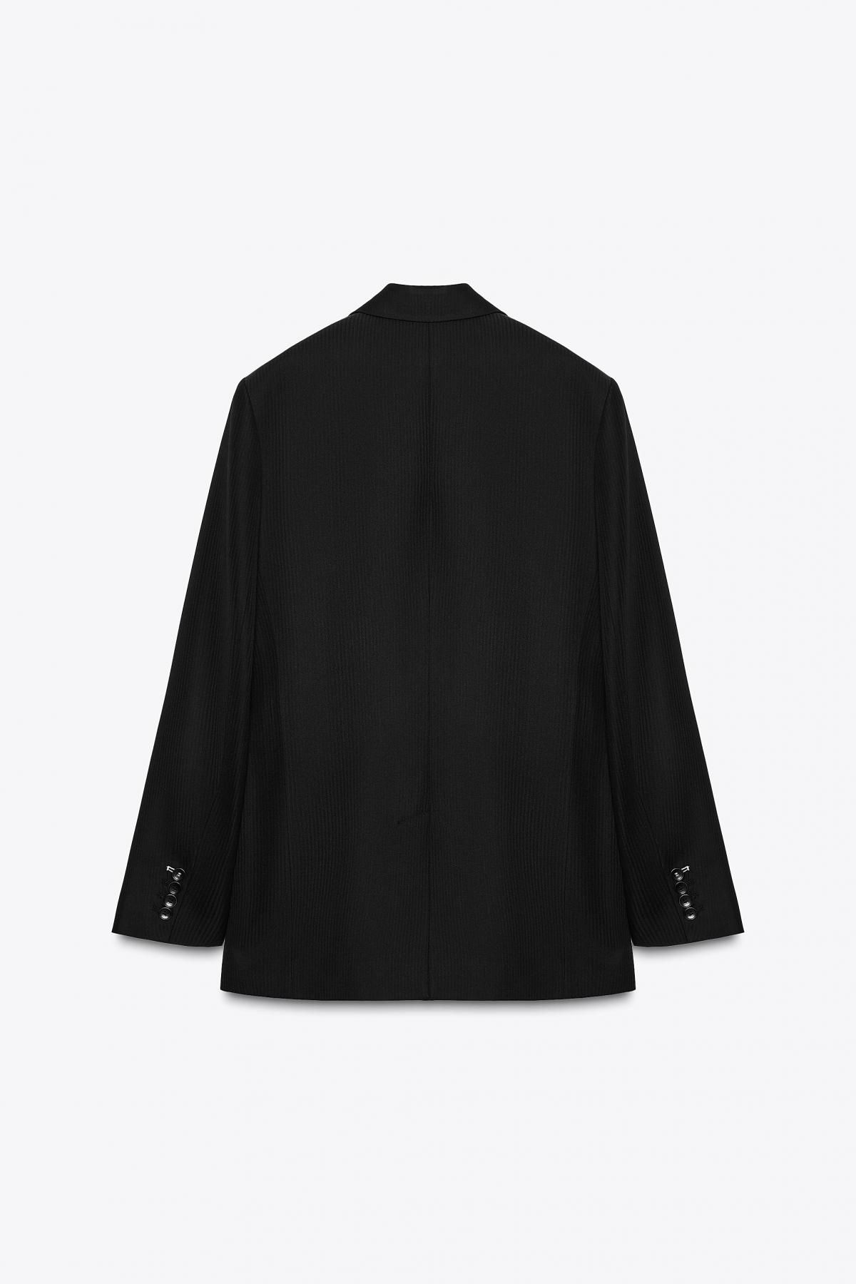 자라 울블렌드 스트라이프 더블브레스트 블랙 블레이저 8375/009 BLACK - 상세 이미지 5