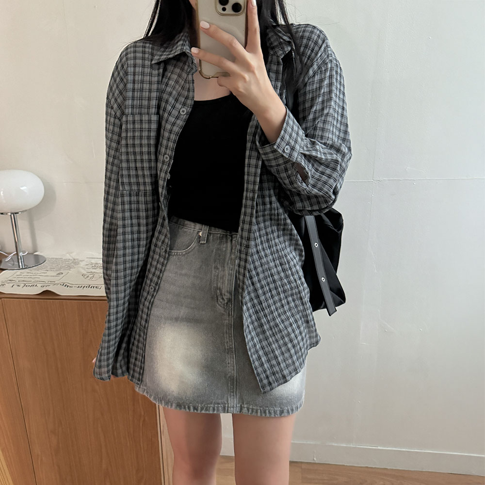 체크남방 오버핏체크셔츠 이미지 8