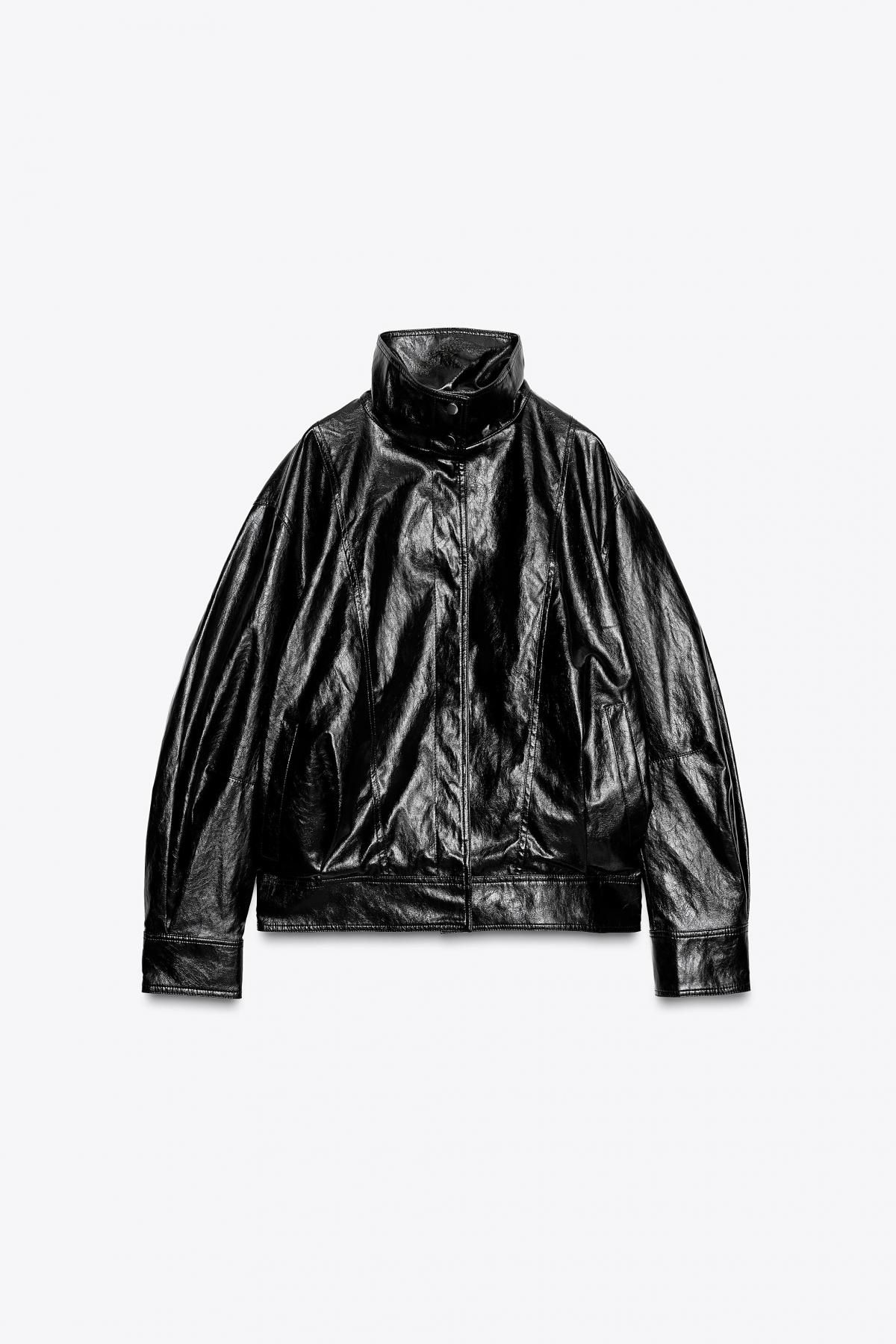 자라 레더 테크니컬 하이넥 집업 봄버 재킷 3548/251 BLACK - 메인 이미지