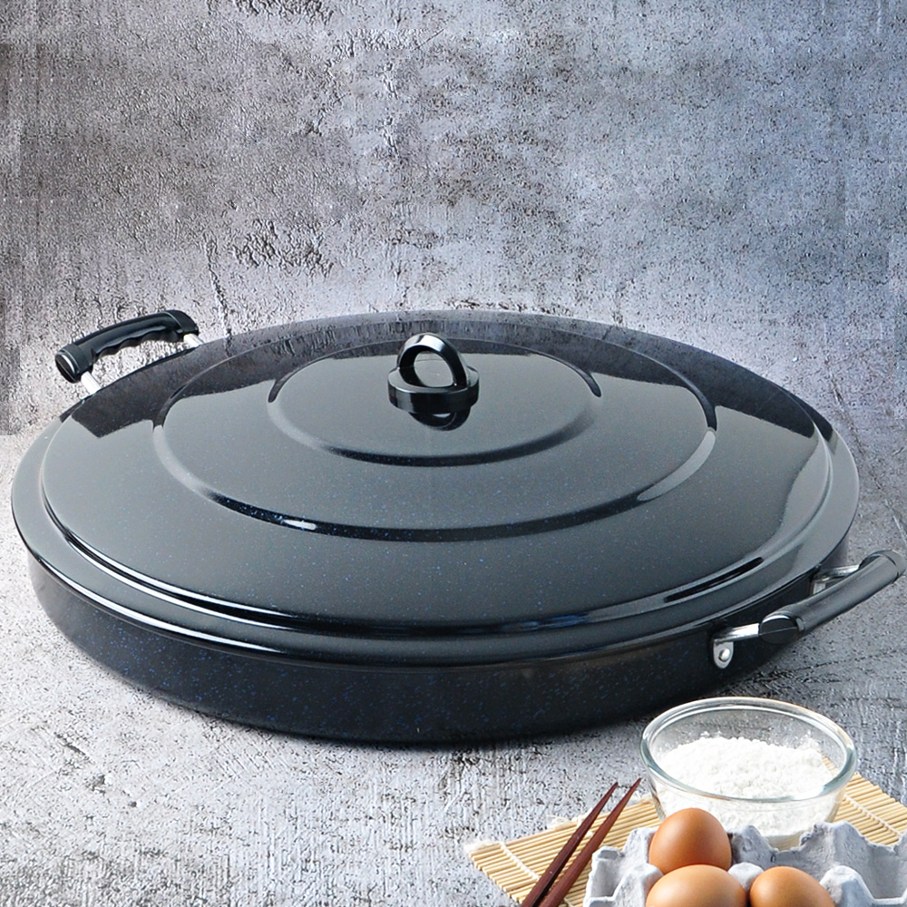 베이직 전판 대형 업소용 닭갈비 팬 판 원형 55cm, 뚜껑세트 - 상품 이미지