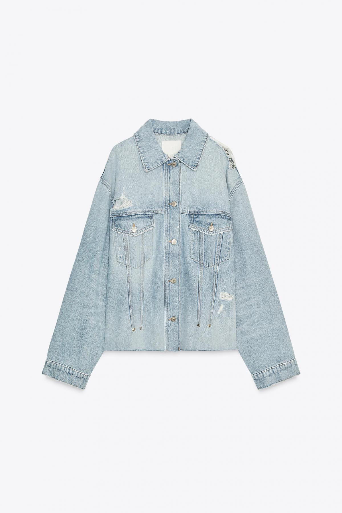 자라 디스트로이드 오버핏 데님 오버셔츠 4365/270 LIGHT BLUE - 메인 이미지