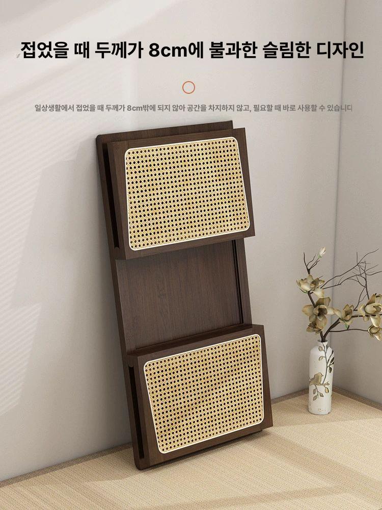 솔비에 접이식 다다미 테이블 식탁 좌탁 일본식 낮은 찻상 원목 라탄 월넛 색상 60x40x30 모델 접이식 이미지 6