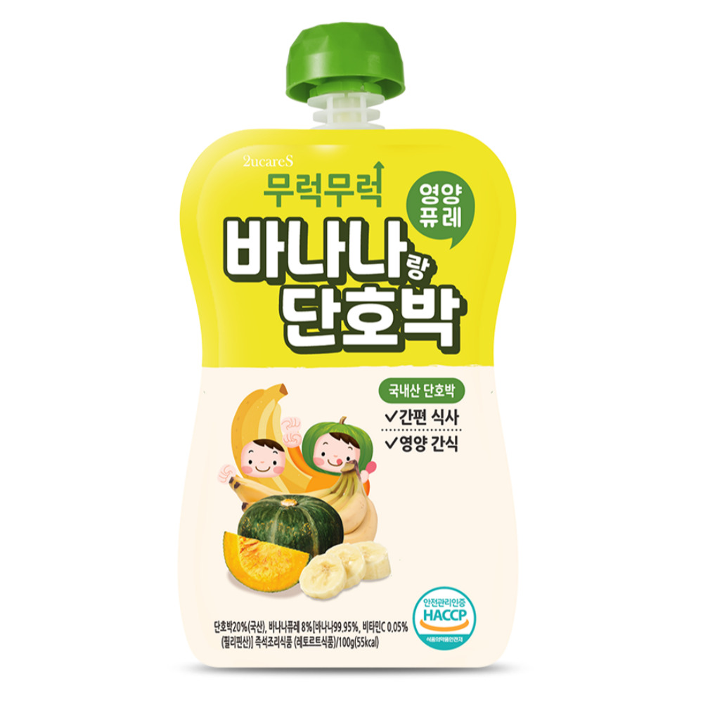 간편식 아기죽 아기퓨레 무럭무럭 키즈죽, 과일퓨레 바나나랑 단호박, 100g, 1개