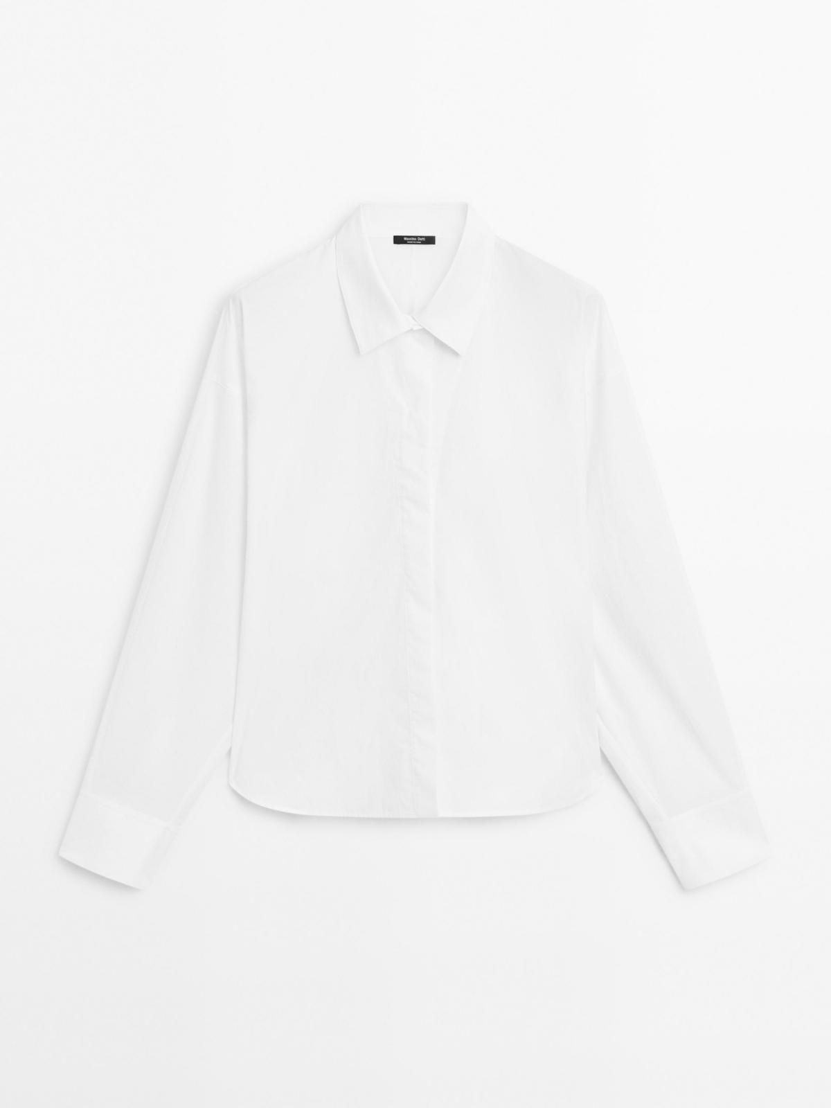 마시모두띠 루즈핏 100 코튼 포플린 긴팔 셔츠 5112/612 WHITE - 상품 이미지