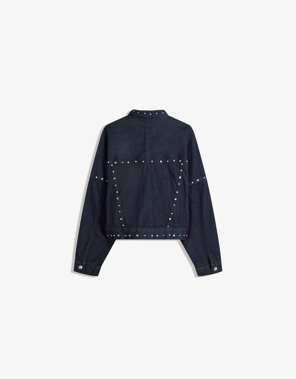버쉬카 스터드 데님 크롭 재킷 6586/074 NAVY - 상세 이미지 2