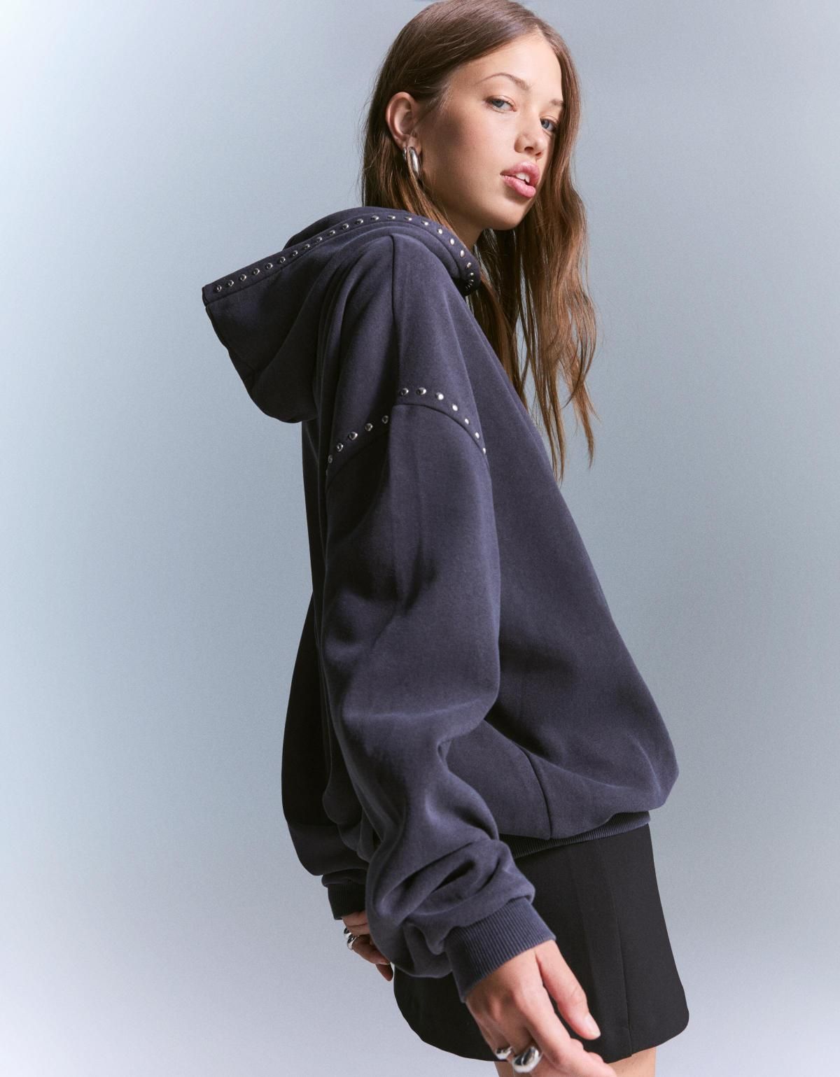 버쉬카 베이직 다크그레이 오버핏 후드티 7219/660 DARK GREY - 상세 이미지 4