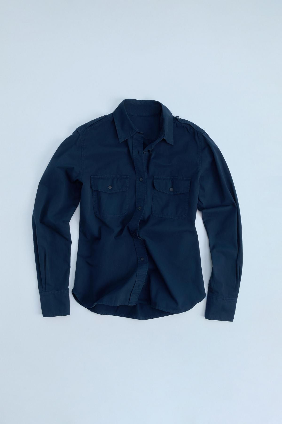 자라 테크니컬 코튼 숄더탭 긴팔 셔츠 6929/908 NAVY BLUE - 메인 이미지