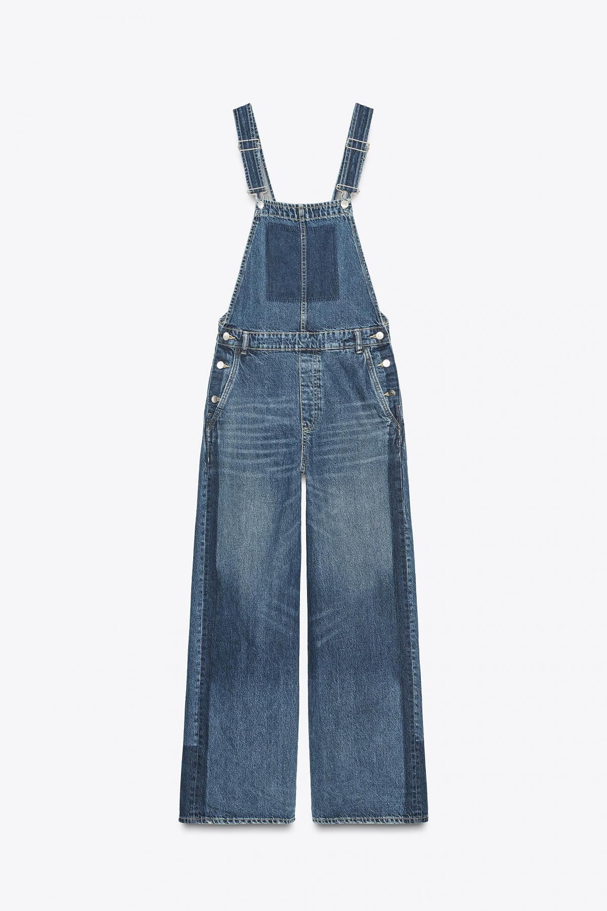 자라 조절 스트랩 와이드핏 데님 점프수트 8197/280 NAVY BLUE - 메인 이미지