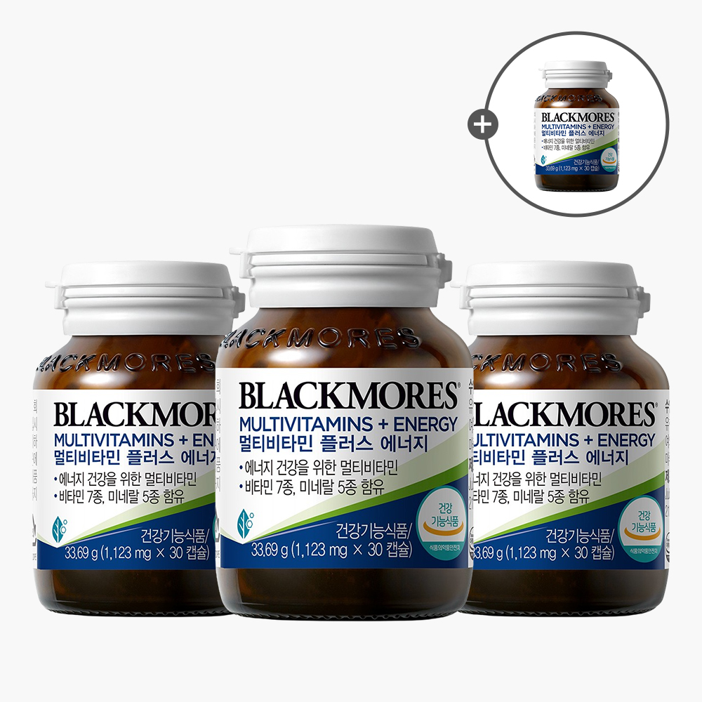 블랙모어스 멀티비타민 미네랄 12종 종합 올인원 피로회복 영양제 30캡슐, 3개
