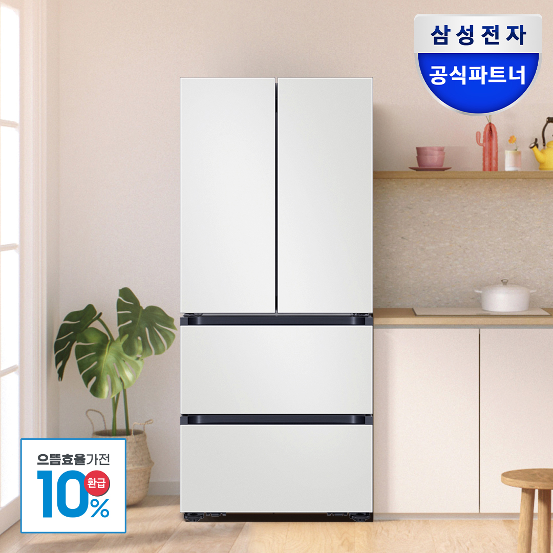 삼성전자 비스포크 1등급 스탠드형 4도어 김치냉장고 490L RK70F49M1A 코타화이트