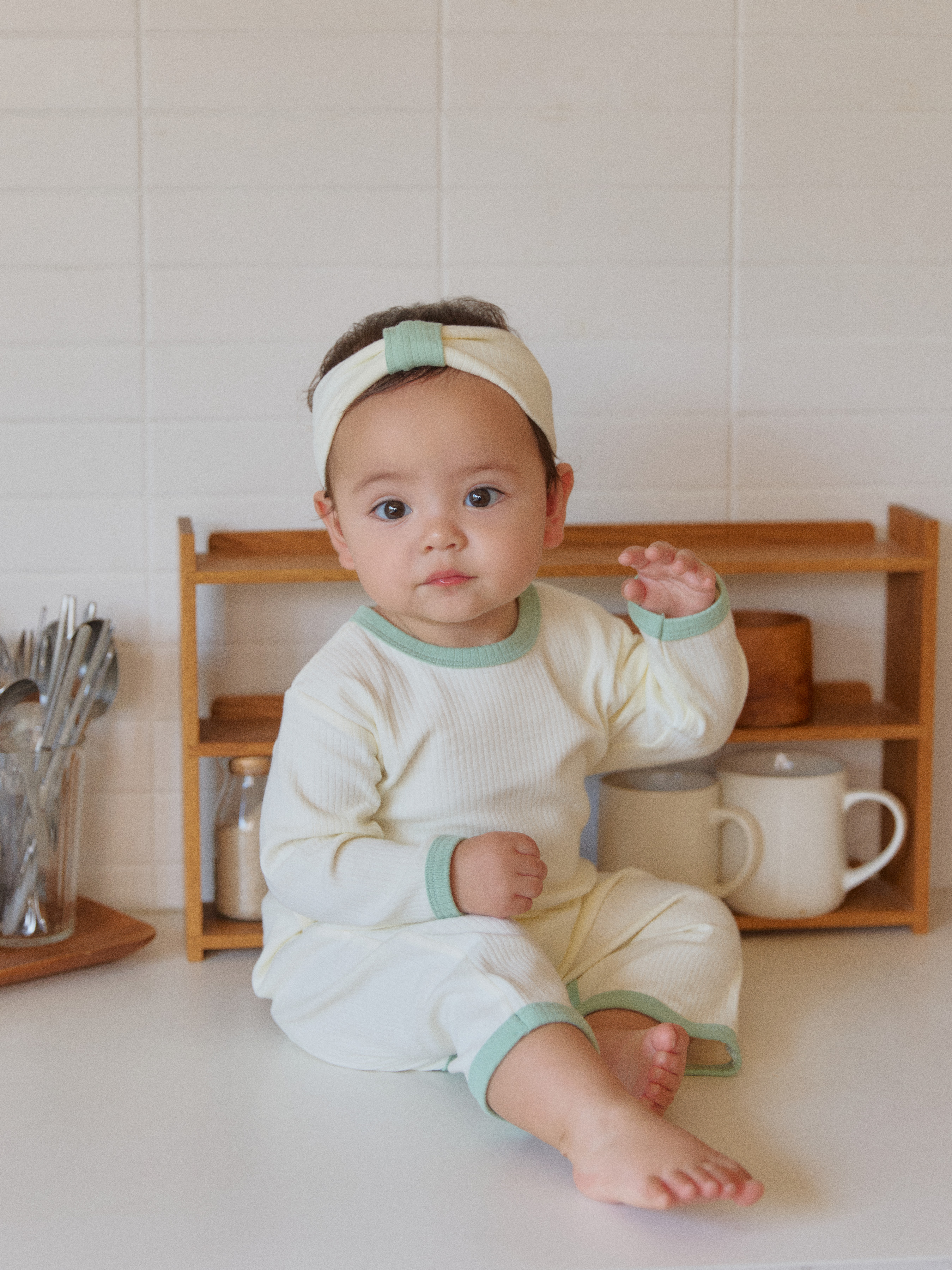 로라밤 텐션 모달 골지 헤어밴드 유아 신생아 아기 여아 50일 100일 돌 셀프 촬영