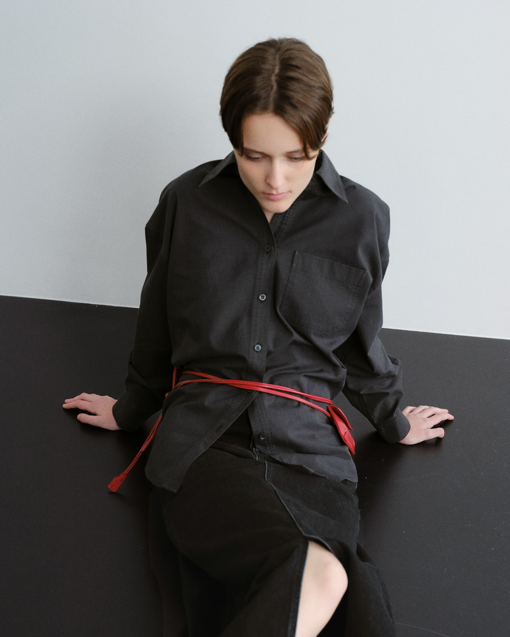 [블루브릭] Twill washing shirt (charcoal) - 상세 이미지 2