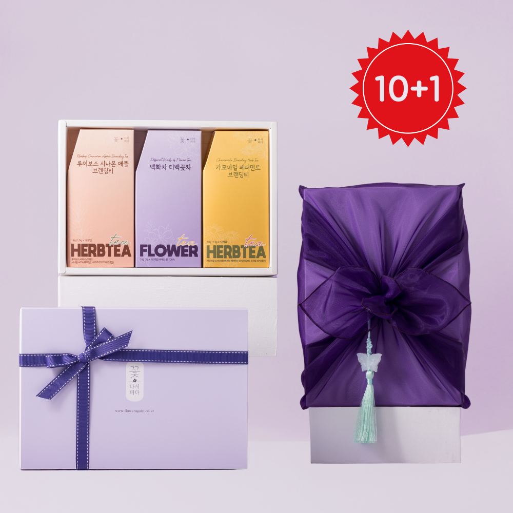 [프리미엄 허브차 3종 선물세트] 카페인 없는 힐링티 카모마일 루이보스 메리골드 백화차