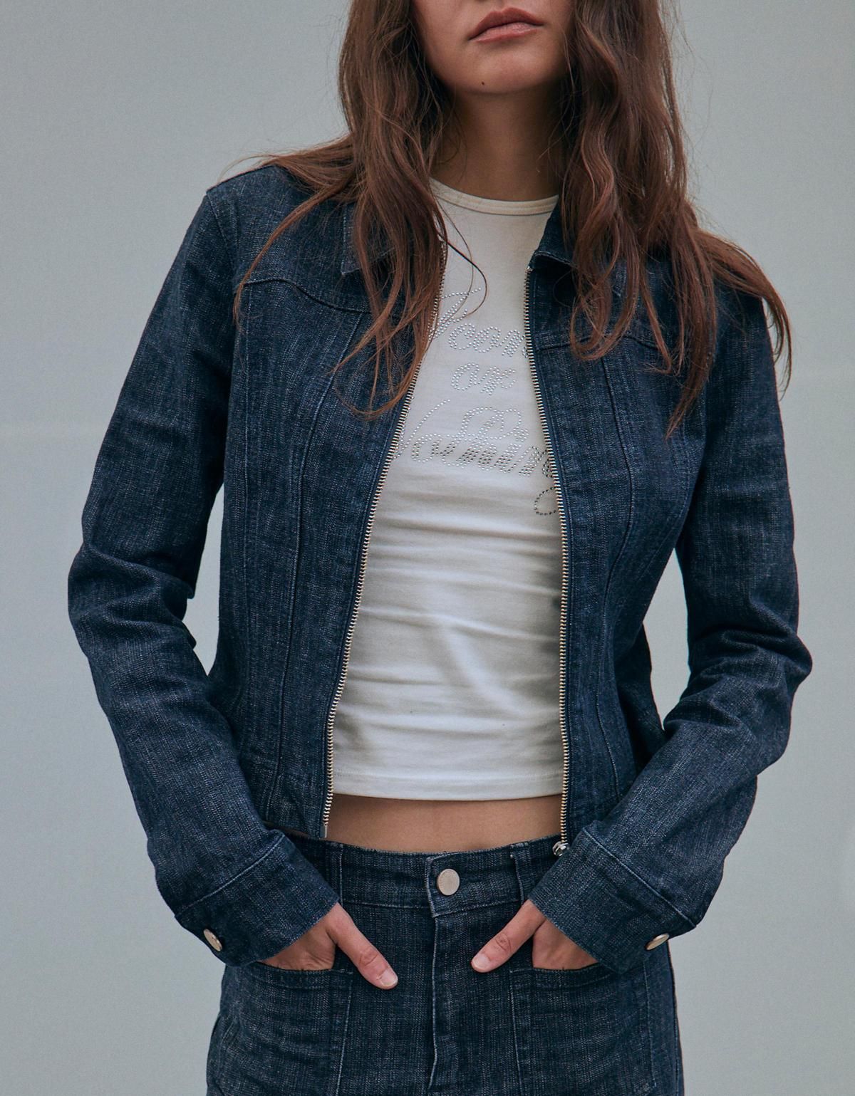 버쉬카 트렌디 데님 집업 재킷 6601/777 NAVY - 상세 이미지 3