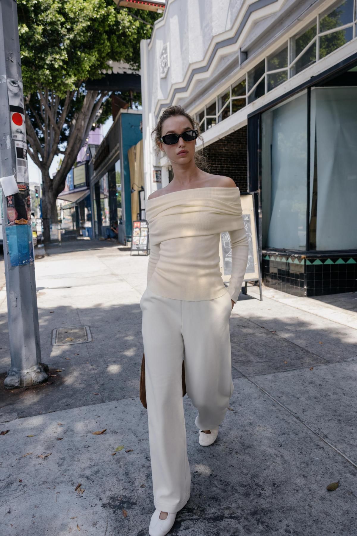 자라 와이드핏 베이직 플러시 와이드 팬츠 3199/631 ECRU - 상세 이미지 2