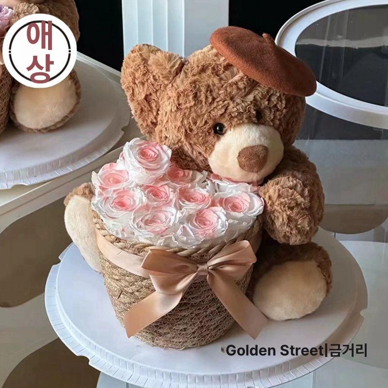 곰돌이 꽃다발 꽃바구니 졸업 입학 선물 인형 축하 생일 30cm 테디베어 5개 - 상세 이미지 3