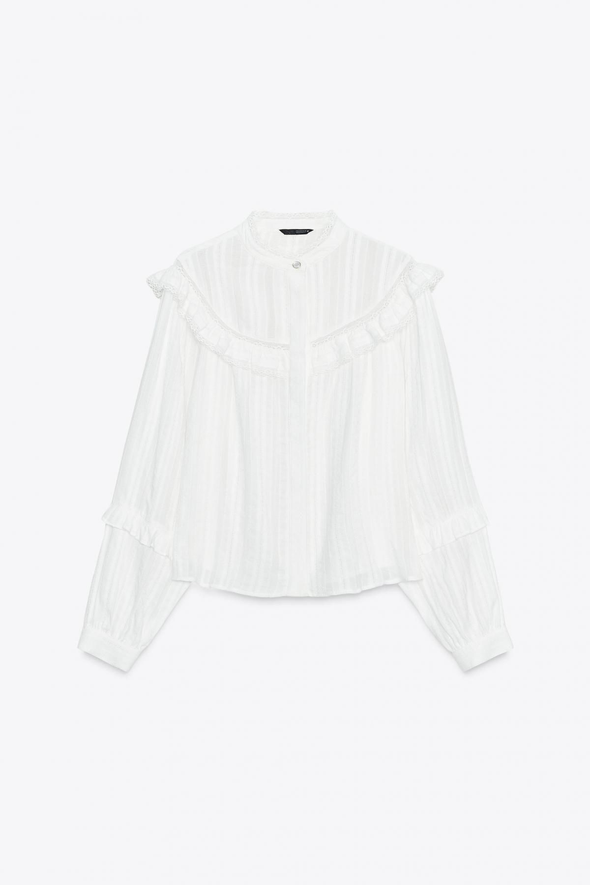자라 레이스 러플 디테일 로맨틱 블라우스 8372/243 WHITE - 메인 이미지