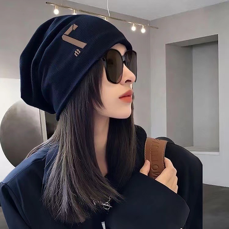 가발달린비니 모자 가발 일체형 패션 통 부분 앞머리 30CM 블랙브라운 가발 블랙모자 - 상세 이미지 2