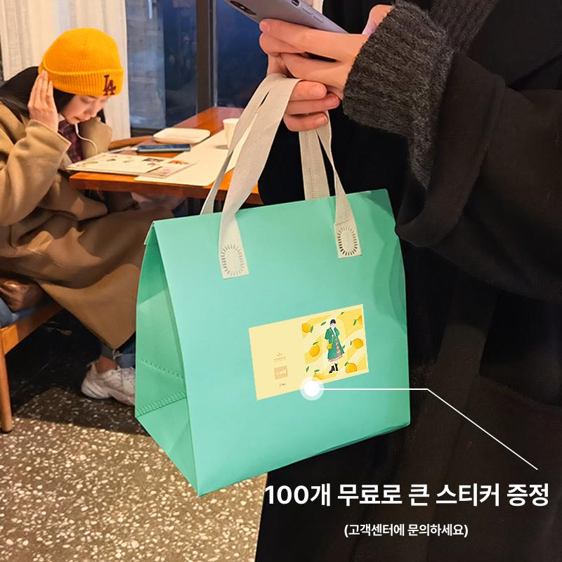 은박 보냉팩 보냉백 보온파우치 보냉 보냉가방 은박보냉 쿨러백 배달가방 연두 200개 소 길이 21 높이 26 너비 11 부직포+알루미늄 호일 - 상세 이미지 5