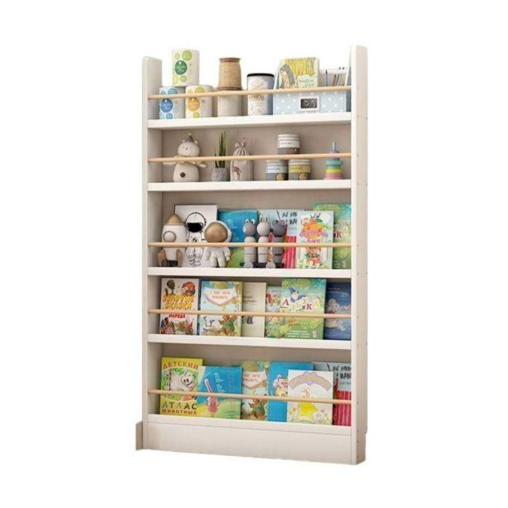 선반 문뒤 수납장 틈새 수납 책장 슬립 책정리 원목색 4단 60CM - 상품 이미지