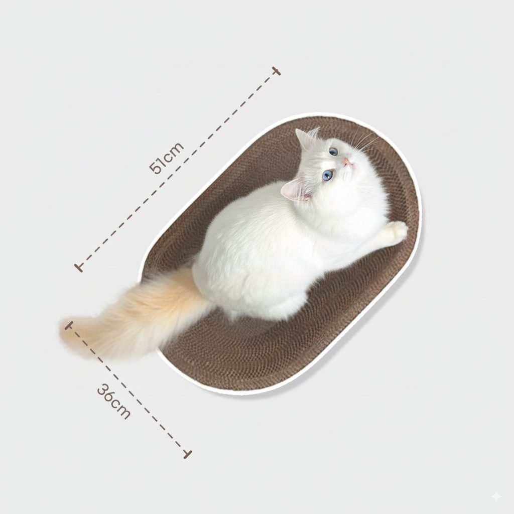 내꼬냥 고양이 스크래쳐 원형 소파 침대형 화이트, 중형 M 51X36 CM