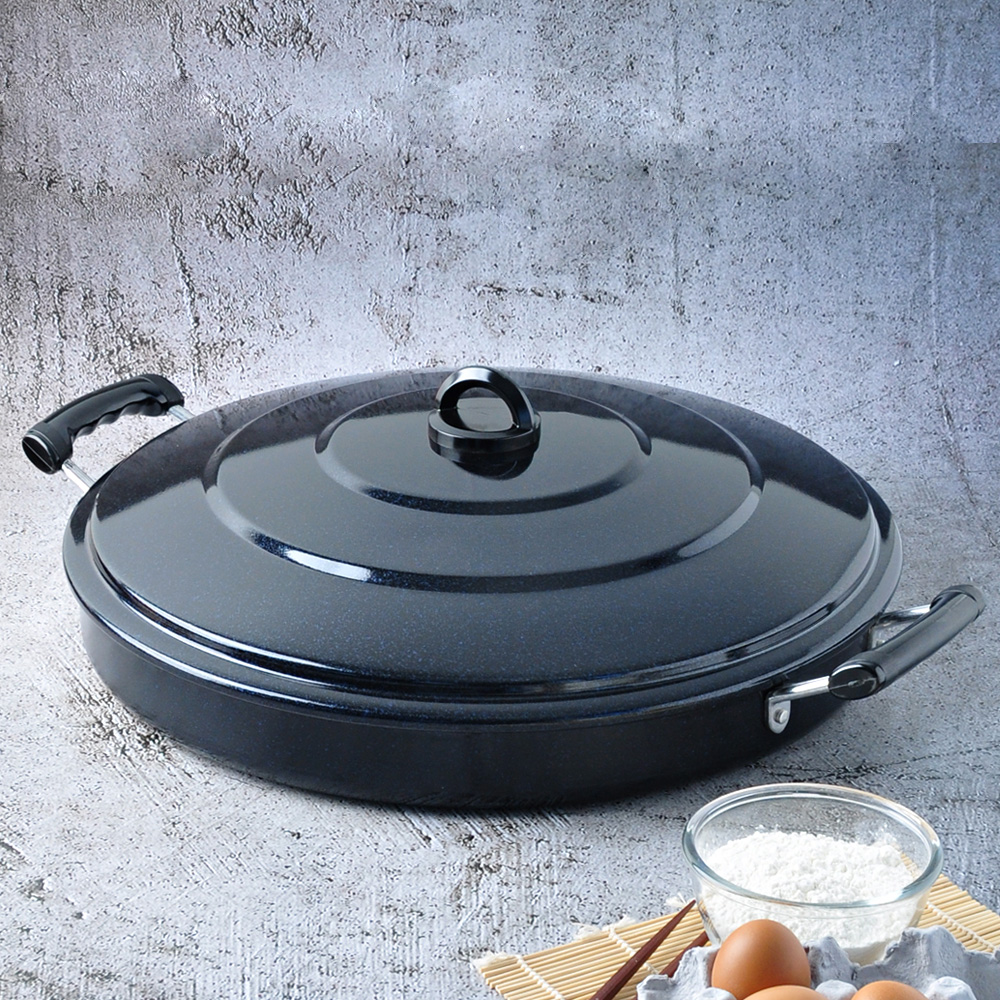 베이직 전판 대형 업소용 닭갈비 팬 판 원형 45cm, 뚜껑세트 - 상품 이미지