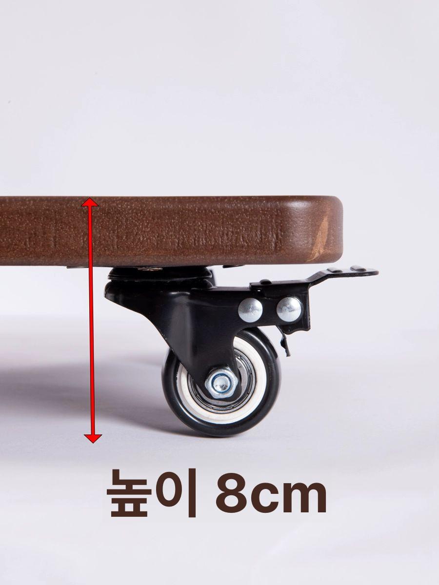 직사각형 긴 화분 받침대 이동식 바퀴 무음 원목 호두색 직경 25cm 중간 - 상세 이미지 5