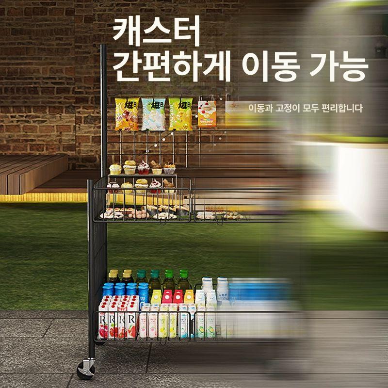 접이식 가판대 선반 플리마켓 노점 바구니 축제 진열대 간이 소형 65x55x85cm 화이트 2인치 - 상세 이미지 5