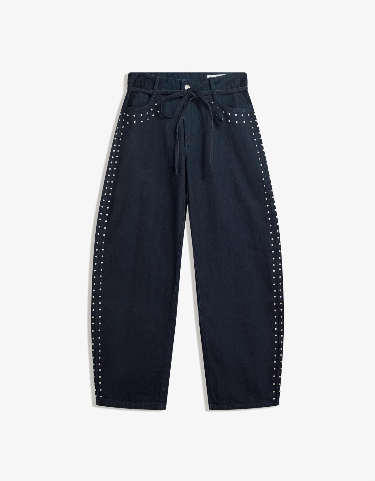 버쉬카 트렌디 스터드 배기 데님 팬츠 0042/074 NAVY - 메인 이미지