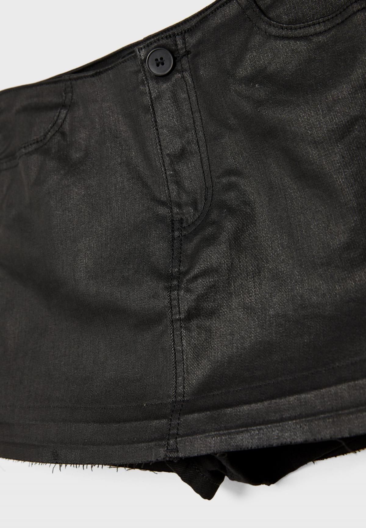 스트라디바리우스 트렌디 왁스드 미니 스커트 팬츠 8409/352 BLACK - 상세 이미지 2