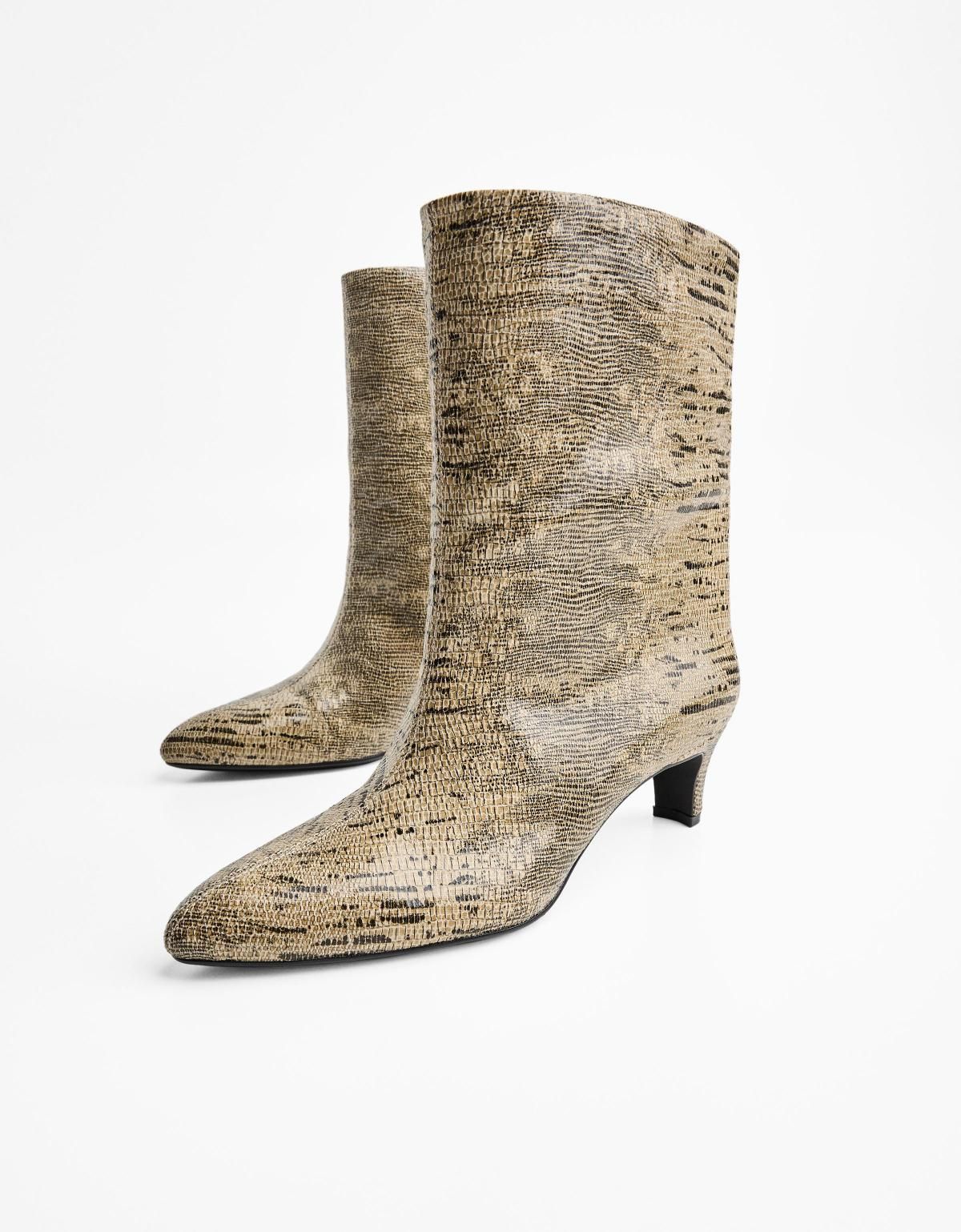 버쉬카 파이톤 패턴 와이드 힐 앵클부츠 1110/664 ANIMAL PRINT - 상세 이미지 5