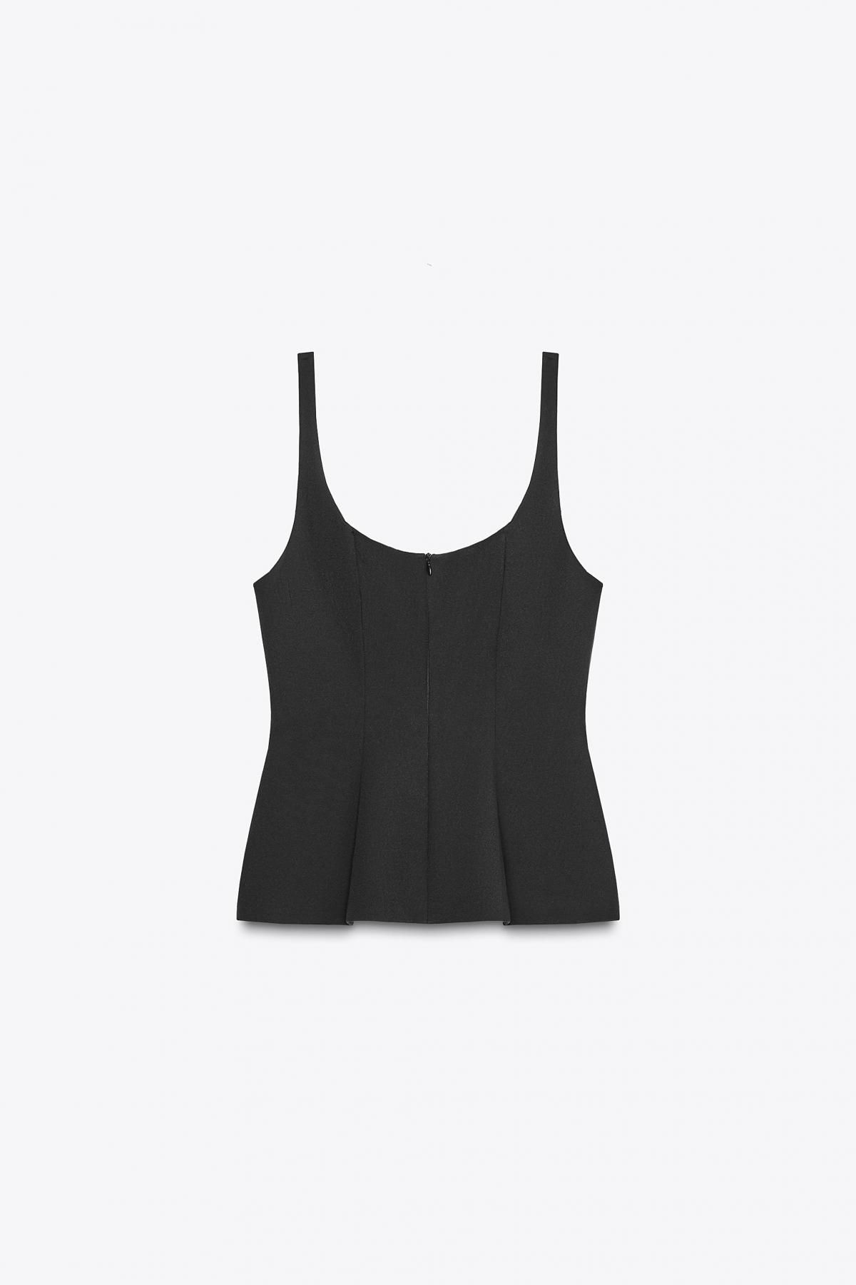 자라 페플럼 슬림핏 스퀘어넥 탑 8550/111 BLACK - 메인 이미지