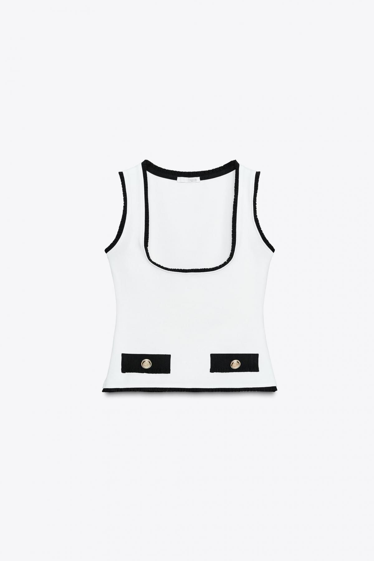 자라 테크니컬 스트레치 컨투어링 베스트 탑 5584/128 WHITE - 메인 이미지