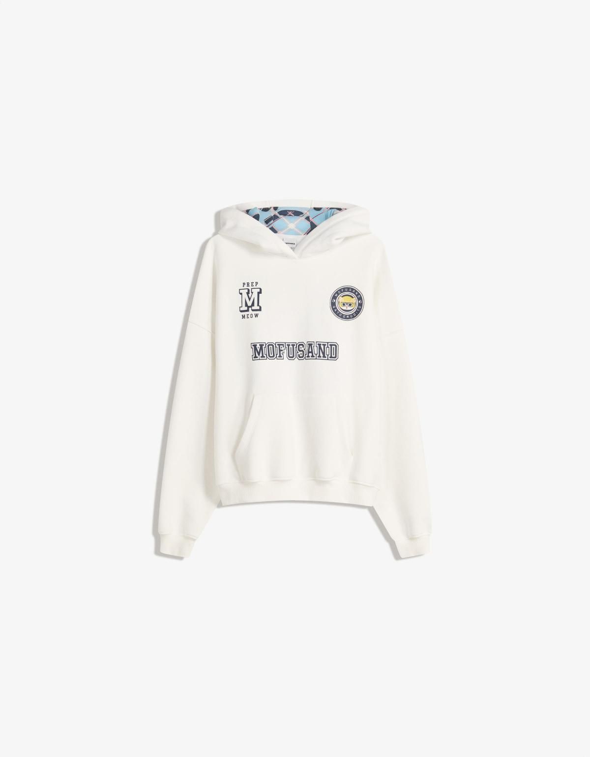 버쉬카 캐주얼 프린트 후드 스웨트셔츠 7227/187 OFF WHITE - 상품 이미지