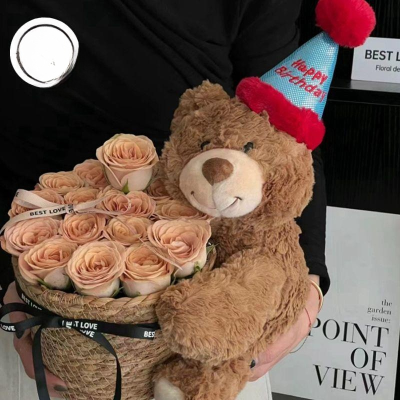 곰돌이 꽃다발 꽃바구니 졸업 입학 선물 인형 축하 생일 30cm 테디베어 5개 - 상품 이미지