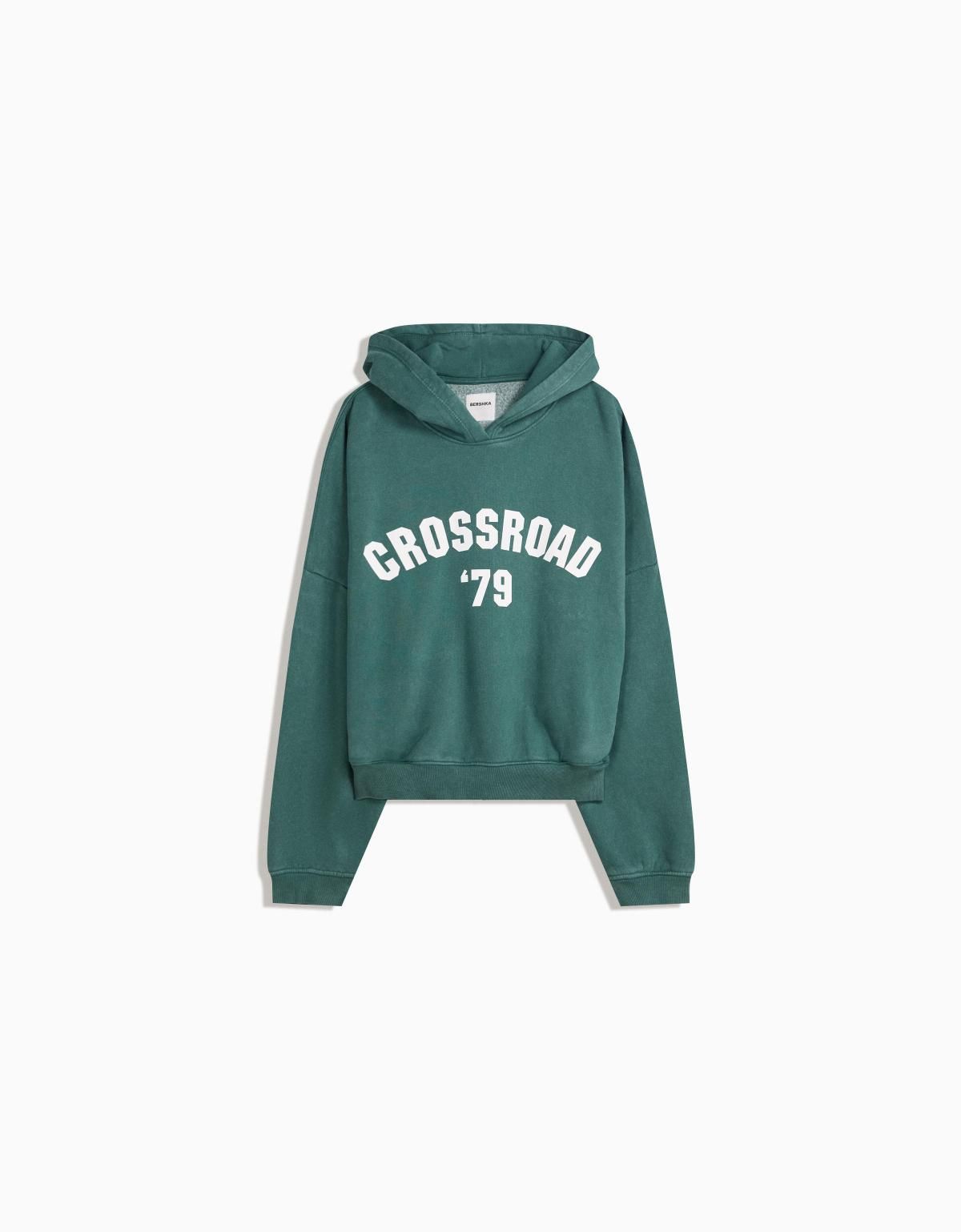 버쉬카 레터링 프린트 캐주얼 후드티 7201/700 GREEN - 상세 이미지 3