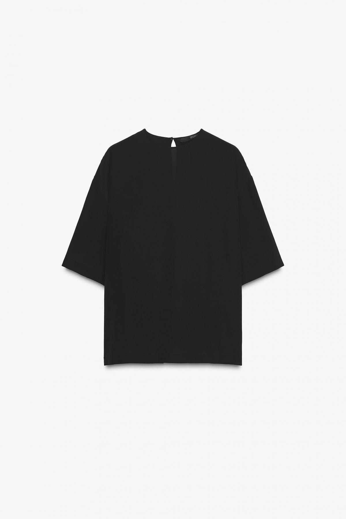 자라 프리미엄 실크 라운드넥 반팔 티셔츠 8487/590 BLACK - 메인 이미지